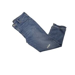 Chico's So Slimming Girlfriend Slim Leg Crop Jeans Raw Hem Med Blue Causal 6
